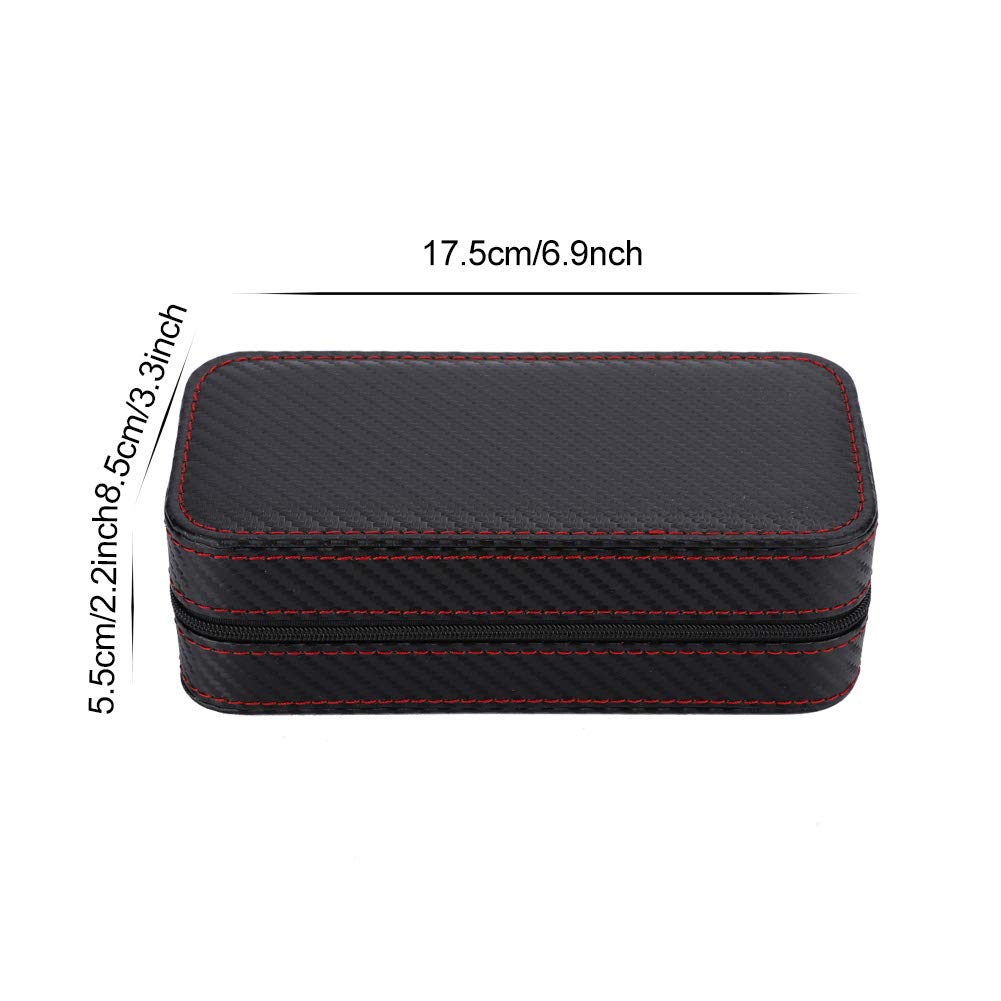 FUZHUI Portable 2 Slot Carbon Leather Watch Storage Box, Durably Watch Holder, Scratch, Exquisite Craftsmanship, Travel Friendly