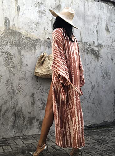 Image of Women's Kimono Cover Up Long Beach Dress Swimsuit Cover Ups Colorful Cardigan Lightweight Robe for Swimwear