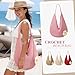 Premillow Crochet Beach Bags for Women, Summer Beach Tote Bag, Mesh Tote Bag Cute Beach Bag Purse, Large Aesthetic Crochet Bag Knit Bag Handbag Shoulder Bags for Summer Vacation, Pink