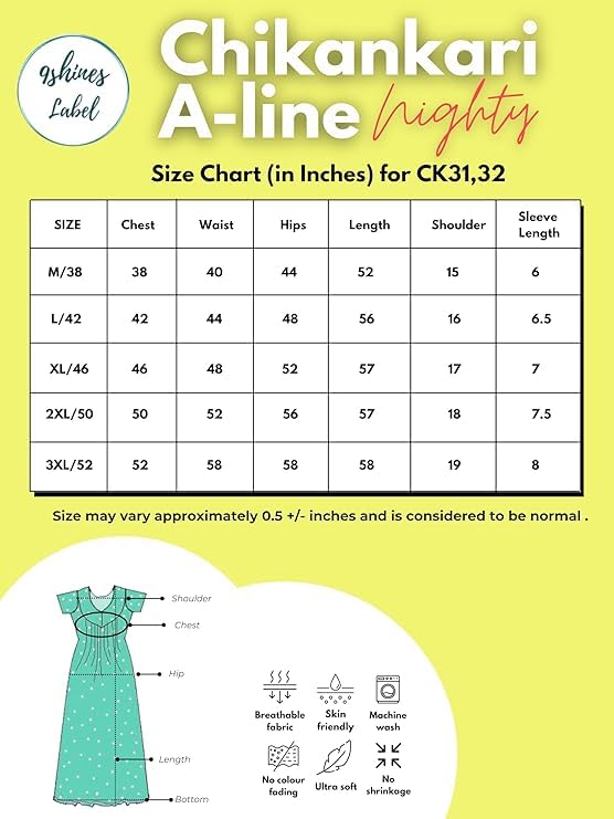 Image of 9shines Label Stylish Chikankari Cotton Nighty Maxi for Women | Full Length Nightgown | Nightdress with Pocket | Embroidery Nighty | Soft Comfortable Cotton Nightwear (1545)