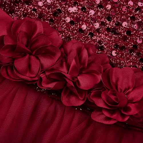Uhnice Girls Sequin Tulle Flower Girl Dress with Detachable Bow for Wedding Birthday Party4