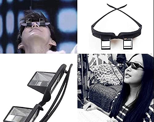 Image of Men's and Women's Plastic Frame Full Rim Horizontal Lazy High Definition Prism Periscope Glasses - Lazy Glasses Prism Glasses Horizontal Spectacles Lie Down for Reading Watching Video-Black