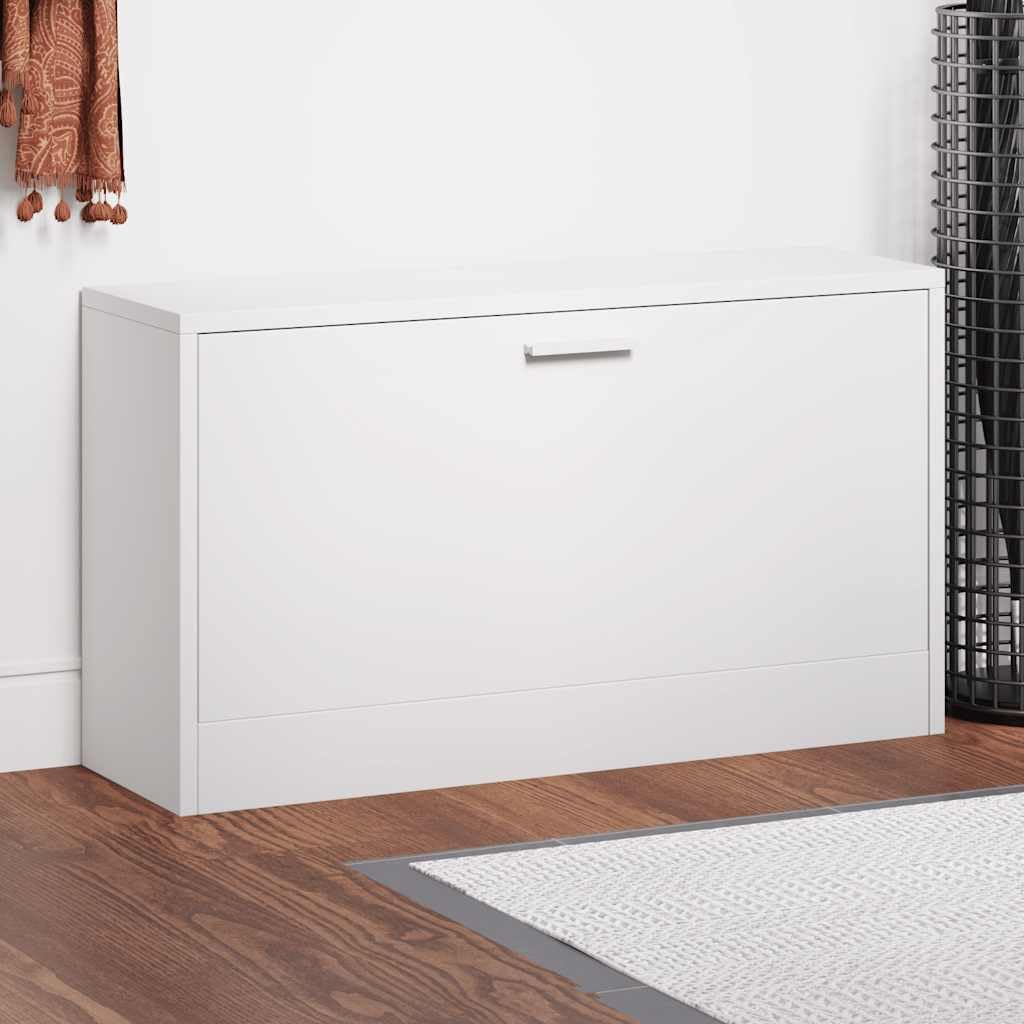 vidaXL Panca Scarpiera Bianco Lucido 80x24x45 cm in Legno di Argilla