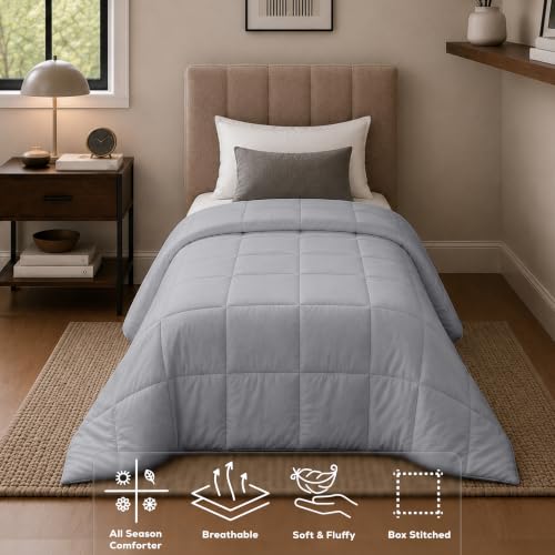 Image of Utopia Bedding Duvet Insert, Twin Comforter 64 x 88 Inches, Light Grey