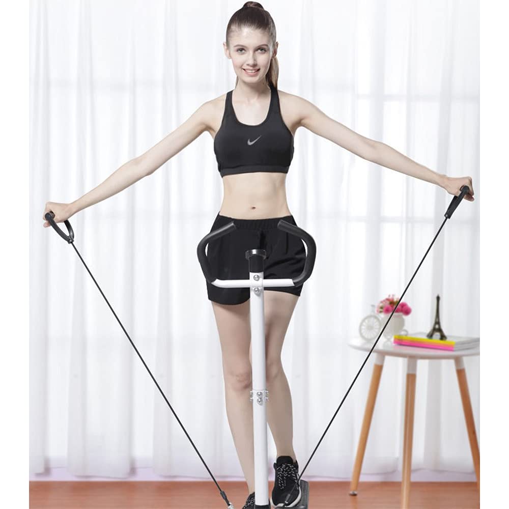 Stepper mit Power Ropes, Up-Down-Stepper mit Multifunktions-Display, Drehstepper & Sidestepper für Anfänger & Fortgeschrittene, Sport Geräte für Zuhause (Aufrechtem Handlauf+Trainingsseil)