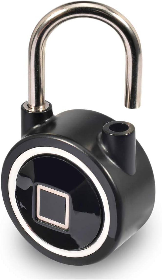 Micalock Biometric Smart Padlock Fingerprint Bluetooth Keyless Unlock IP65 Waterproof New Generation (Black)