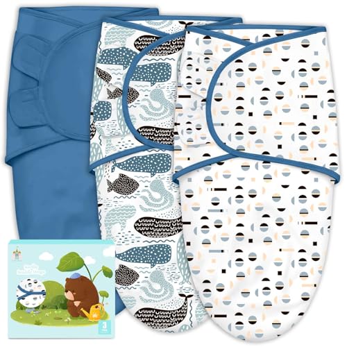 Image of Cute Castle 3-Pack Baby Swaddle Sleep Sacks - Newborn Swaddle Sack - Ergonomic Baby Swaddles Blanket Warp for Boys and Girls - Baby Essentials (0-6 Months - Blue)