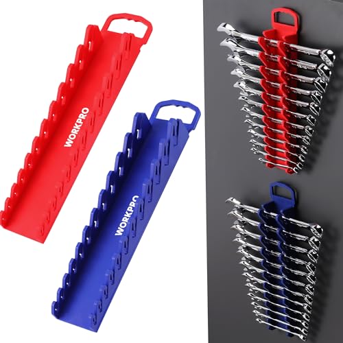 WORKPRO 2-Pack Magnetic Wrench Organizer, 12-Piece Gripper Wrench Holder