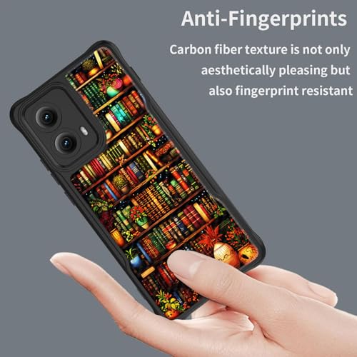 CICPLKSE Magnetic for Moto Edge 2024 Case,[Full Camera Protection] [Compatible with Magsafe] [Military Grade Protection] Bumper for Motorola Moto Edge 2024 6.6",Library Bookshelf - image 2
