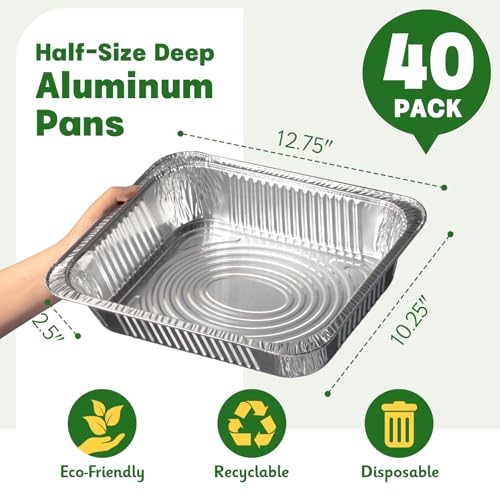 image for Boxential 9x13 Aluminum Pans [40 Pack], Extra Heavy Duty Half Size Dis
