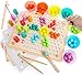 ACMEDE Holzspielzeug Brettspiele Kinder,Angelspiel Magnetisches Clip Perlen Montessori Spielzeug,Vorschule Lernspielzeug Geschenk ab Kinder Mädchen Jungs 3 4 5 Jahre