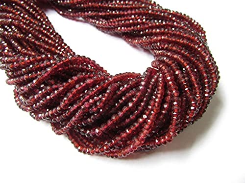 Grenat rouge naturel perles micro-facettées qui capturent la lumière pour collier