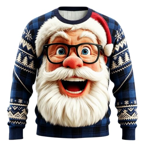 Ugly Christmas Sweater Men Funny Santa Graphic Sweatshirt Holiday Pullover - image 3
