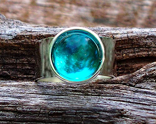 Recycled Vintage Mason Jar Glass Gem Adjustable Ring