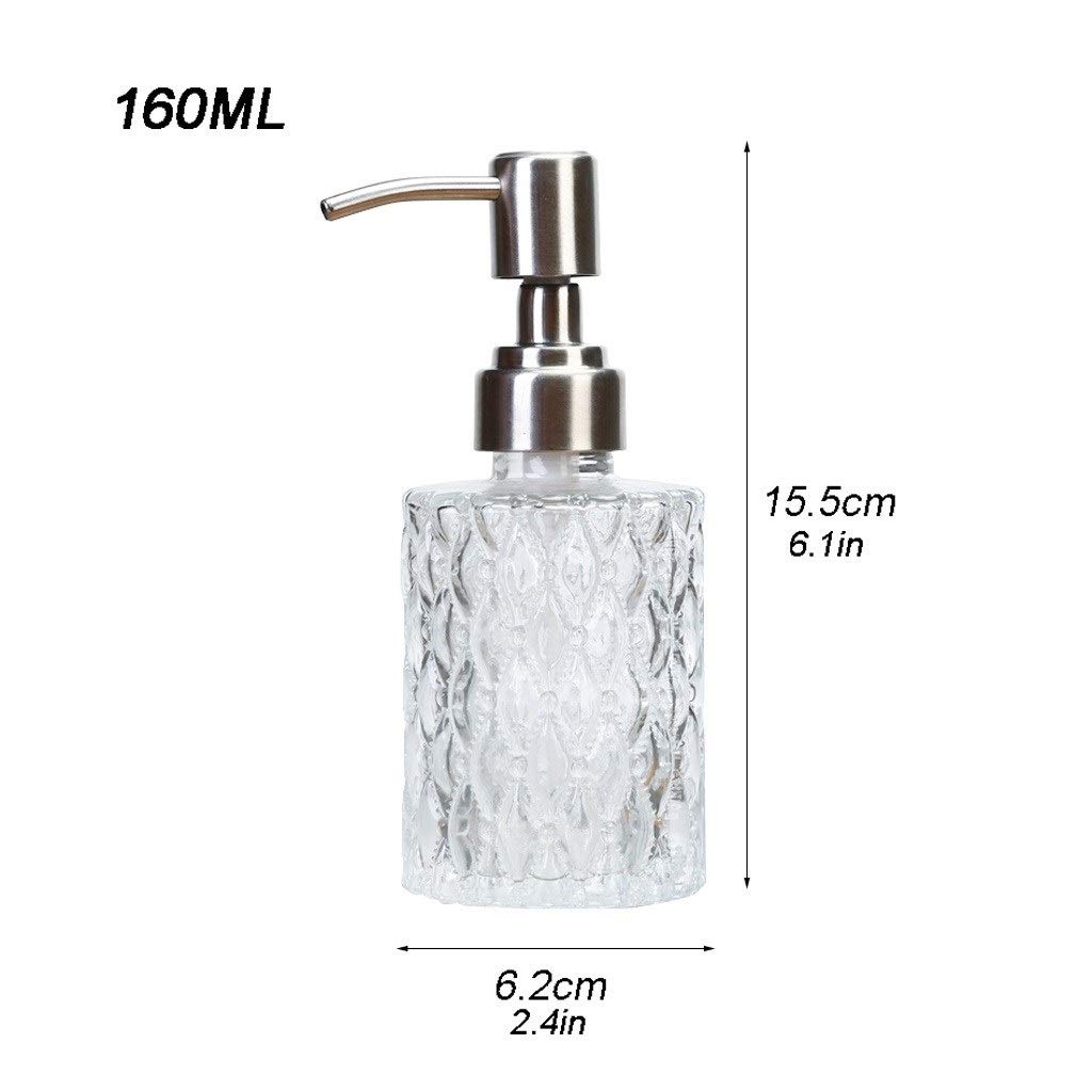 Dispenser per sapone liquido 5.4 Oz di vetro libera dispenser di sapone riutilizzabile, bottiglia di shampoo lozione con acciaio inossidabile Pompa, ideale for il bagno controsoffitto, cucina, lavande