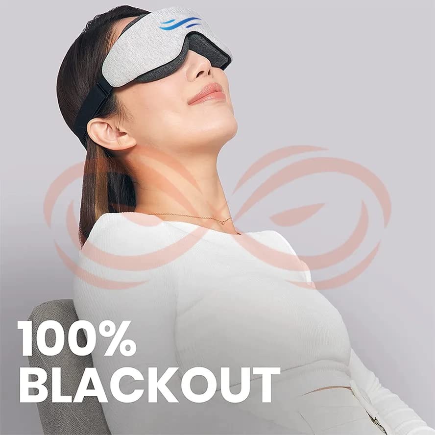Manta Sleep Slaapmasker - oogmasker voor 100% donker, geen druk op de ogen, instelbare oogkussens, diepe rust, perfecte blinddoek voor lichte slapers, reizen, middagslaap
