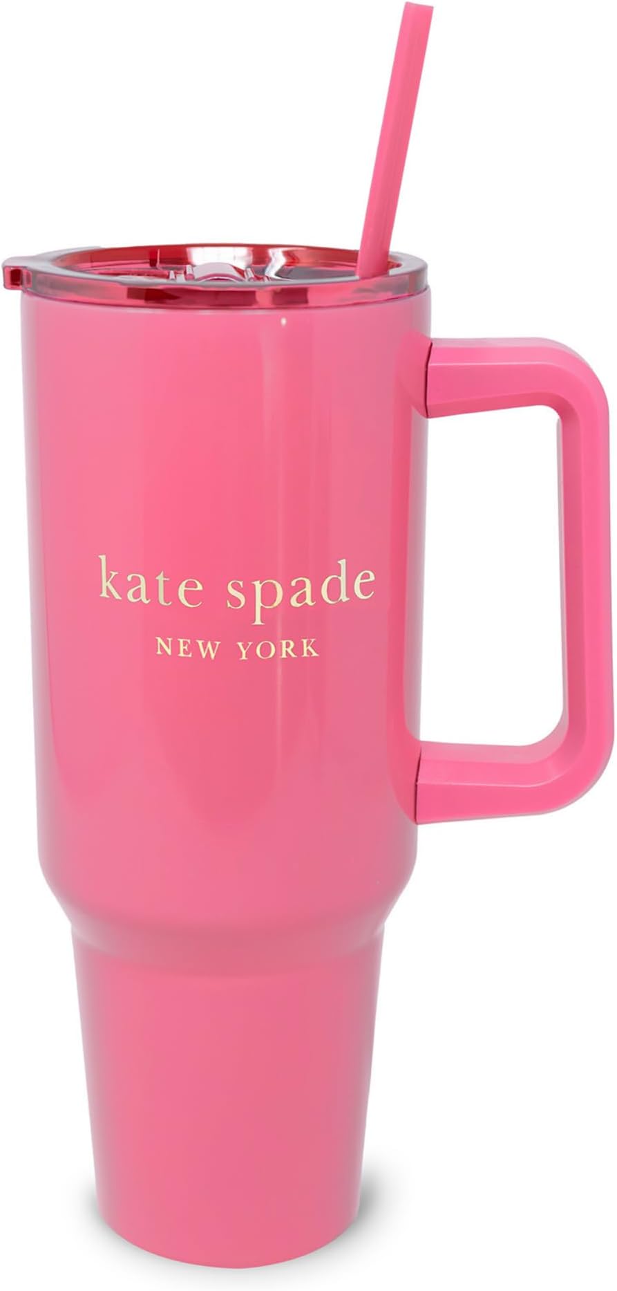 40 Ounce Tumbler with Handle and Straw, Cupholder Friendly, Double Wall Stainless Steel Insulated Cup, Pink