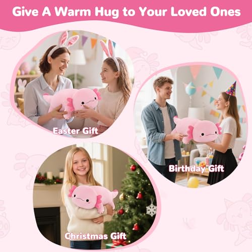 Image of Axolotl Heating Pad for Period Cramps Menstrual Pain Relief, Portable Electric Heat Pads USB Powered, Cute Stuff Axolotl Plush Stuffed Animals Gifts, Funny Gift for Women Teen Girls Birthday Christmas