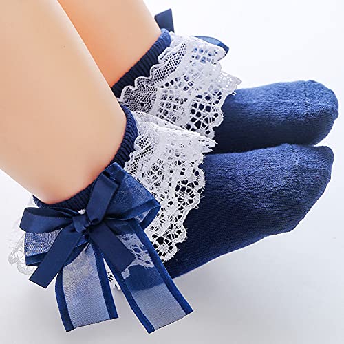 Baby Lace Socks Baby Girl Bow Lace Princess Socks Dress Socks for Newborn Infant and Toddlers Gift Set2