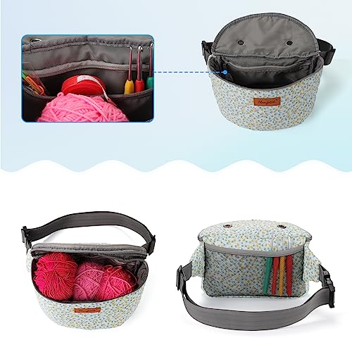 Image of Yarn Crossbody Waist bag Small Yarn Storage Organizer for Yarn Skeins-Organizer for Crochet Hooks and Accessories