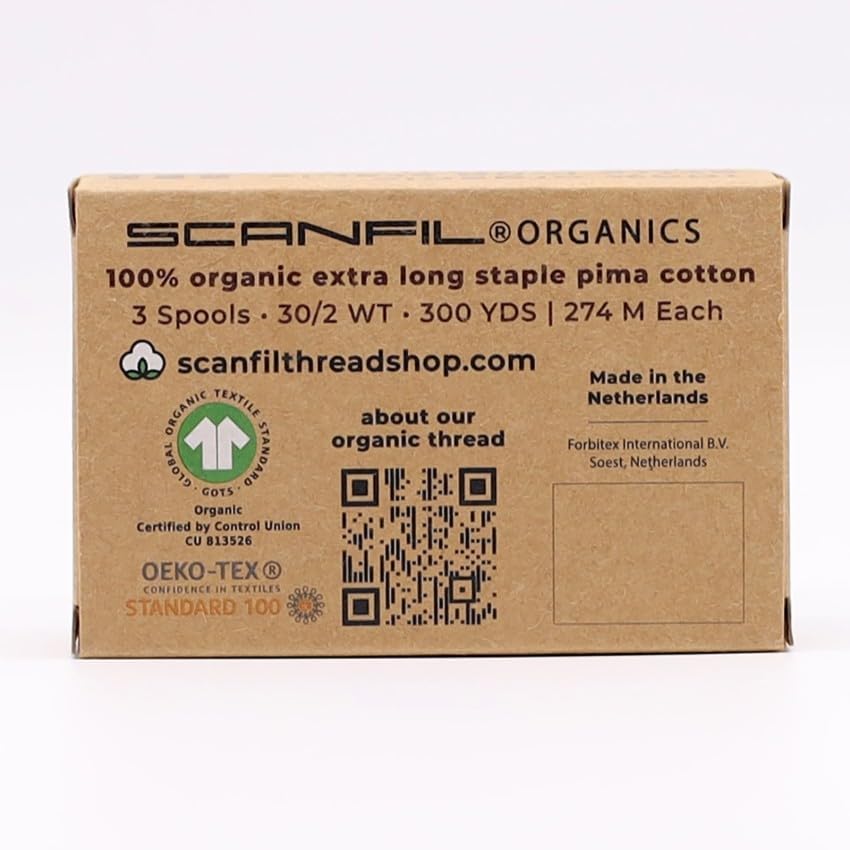 I Am Organic Thread - 3 Spools 30/2Wt 300Yd Each - GOTS and Oeko-TEX Certified (Stormy Greys-Light, Medium, Dark Gray) image 4