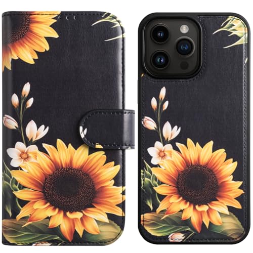 Étui portefeuille iPhone 16 Pro LUMARKE avec porte-cartes amovible en cuir béquille