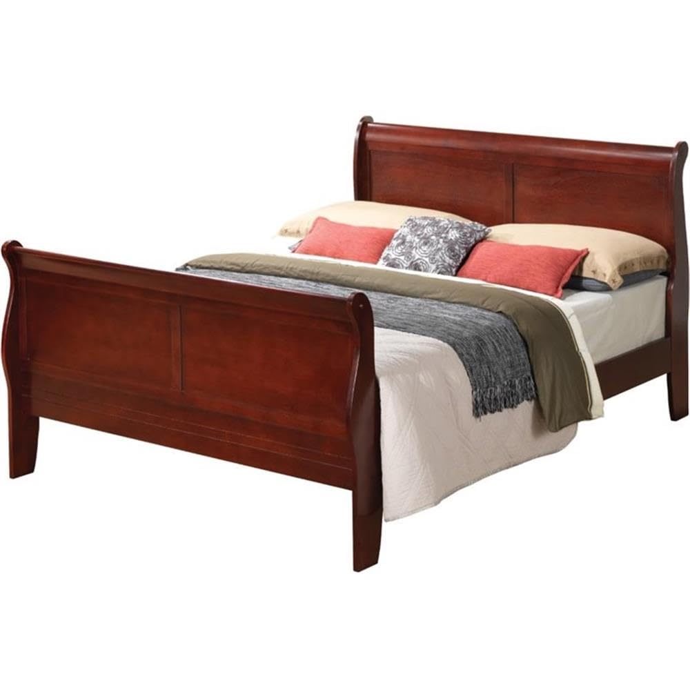 Glory Furniture Louis Phillipe Full Sleigh Bed in Cherry