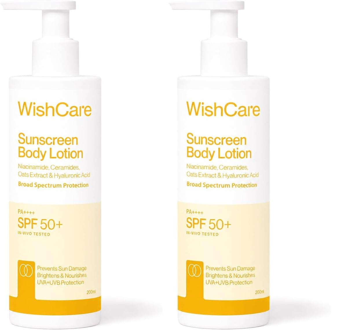 WishCare Sunscreen Body Lotion For All Skin Type with SPF 50 PA+++ - Broad Spectrum UVA & UVB Protection, No White Cast, Enriched with Carrot Seed & Raspberry - Body Sunscreen Lotion 200ml (Pack of 2)-image-34