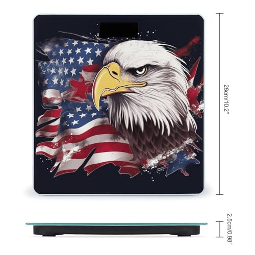 Báscula digital de baño con diseño Águila y bandera USA miniatura 2