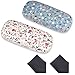 molshine 2 Pièces Tissus Étui à Lunettes Floral, Étui à Lunettes Portable à Coque Rigide pour Lunettes de Lecture, Petites Lunettes de Soleil (Blue & Beige)