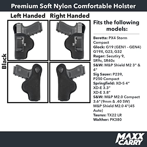 Maxx Carry Compatible With/Replacement For Iwb Premium Nylon Gun Holster Fits S&W M&P Shield 2.0 | S&W M&P Shield Plus | Ruger Security 9, Sr9C, Sr40C - Right Hand #TOP3