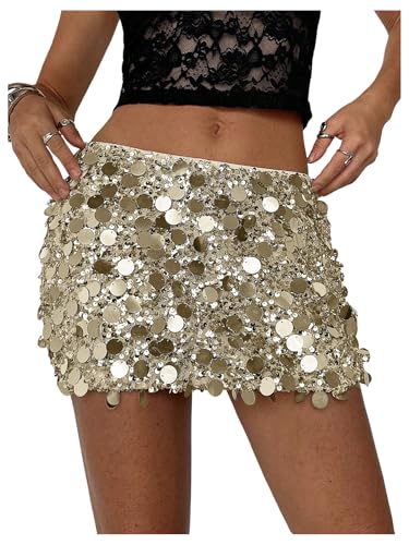 Floerns Women's Party Shiny Sequin Mini Skirts Low Rise Club Night Out Skirts