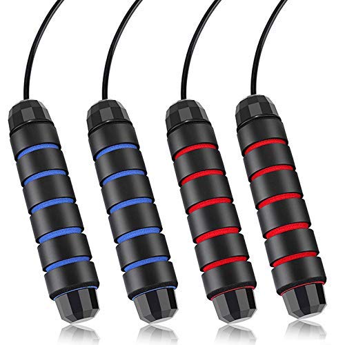 Qunlions life Jump Rope, Ball Bearings Tangle-Free Rapid Speed Cable Skipping Rope, Adjustable Jumping Ropes with Memory Foam Antiskid Handles for Men, Women and Kids - 2 Pack