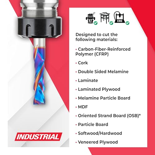 Image of Amana Tool Spektra Extreme Tool Life Coated Solid Carbide CNC Compression Spiral Router Bit, 48314-K, 10mm D x 35mm CH x 10mm Shank x 76mm Long