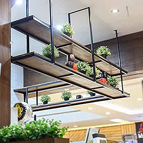 Botellero de Madera Maciza para Pared, Ideal para Bar y Cocina, con Soporte para Flores Colgante, Elegante Soporte para Vino de Techo y botellero para Bar.