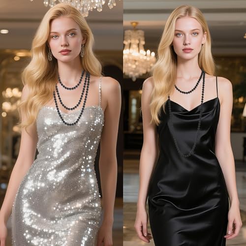 59" Long Pearl Necklaces for Women, Vintage Elegant Long Pearls Necklace for Wedding Party 1920s Gatsby Costume Jewelry2