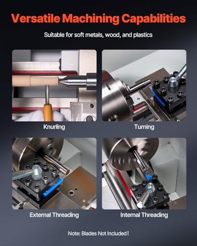 VEVOR Metalldrehmaschine 220x450 mm Tischdrehmaschine Automatischer Vorschub 2500 U/min Drehzahl 1250 W Bürstenloser Motor, mit Zubehör, Drehmaschine für die Bearbeitung von Präzisionsteilen