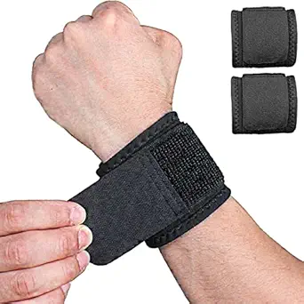 YUNYILAN 2 Pack Wrist Brace Adjustable Wrist Support Wrist Straps for Fitness Weightlifting, Tendonitis, Carpal Tunnel Arthritis, Wrist Wraps Wrist Pain Relief Highly Elastic (Black)