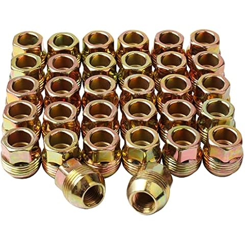 Set of 32, 14mmx1.5 OEM Factory Wheel Lug Nuts Replacement for Sliverado Sierra 2500HD 3500HD Yukon Avalanche Suburban Express 2500 C2500 K2500 Escalade Traverse Yukon M14x1.5 Studs 8 Lug Wheel Cover