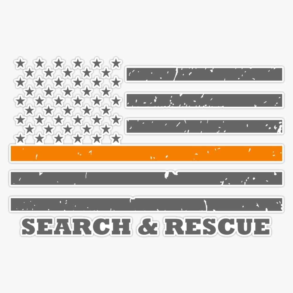 Thin Orange Line Search and Rescue Flag Sticker Vinyl Decal Bumper Sticker 5"