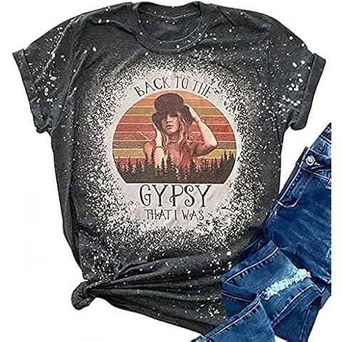 Women's Graphic Tees Back to The Gypsy That I was Funny T-Shirt Letter Print Vintage Music Shirts Tops - grey - X-Large Cover