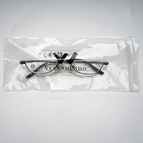 Miniatura 9 de VEVESMUNDO Lentes de lectura de metal de media luna con marco semi sin montura para hombres y mujeres