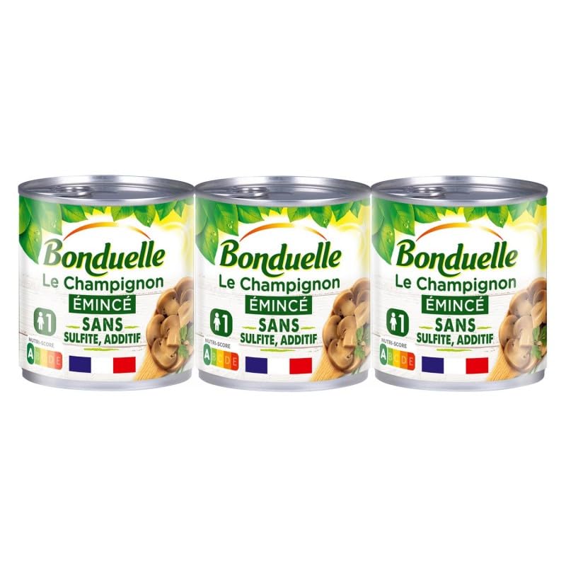 Le Champignon Émincé Bonduelle - Délicieux champignons 100% naturels en conserve de légumes - 345g - Le Lot De 4