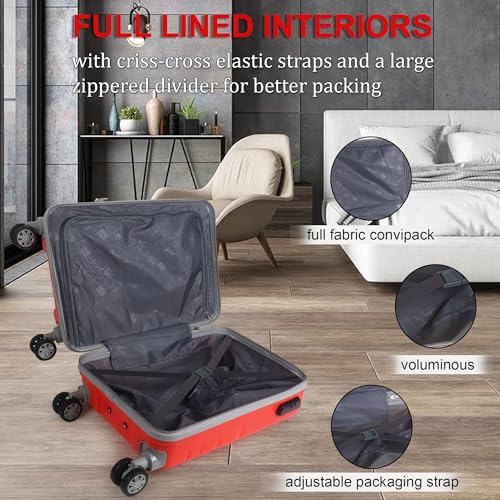 Image of Trolley Bag Small Size, 56 cms Hard Side Travel Bag for Women, 8 Wheel Luggage Suitcase for Travelling, Cabin-Friendly, Scratch Resistant, Small Trolley Suitcase (Small, Red)