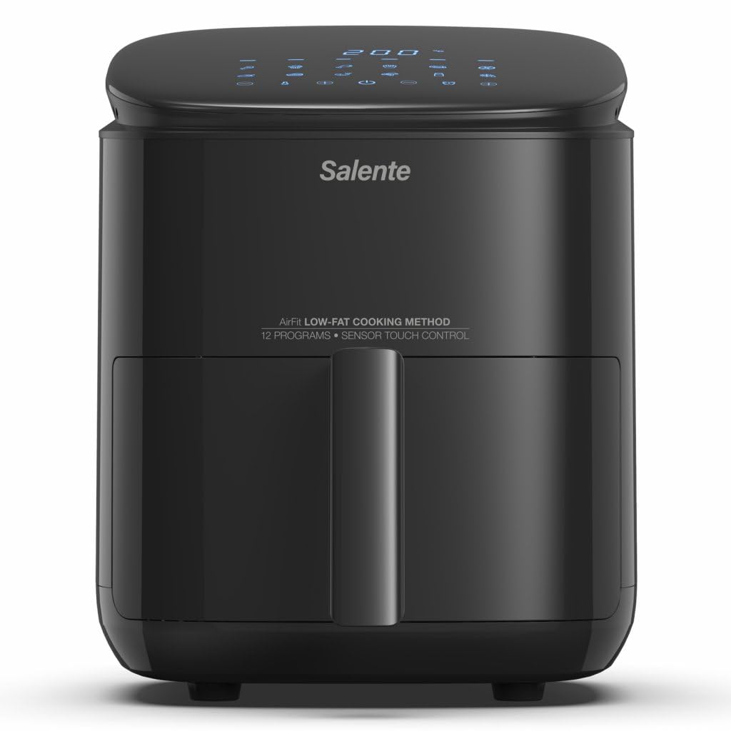 AirFit, friggitrice ad aria calda con 12 programmi, 3,5 l, 1500 W, 30-200 °C, friggitrice antiaderente, lavabile in lavastoviglie (nero)