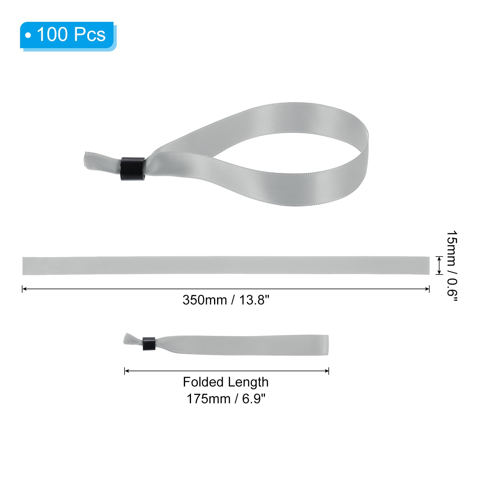 PATIKIL Disposable Cloth Wristbands for Events 100 Pcs Adjustable Cloth Event Wristbands Colored Wrist Bands for Concert Club Parties Grey - Image 2