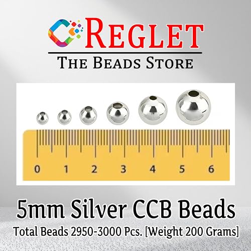 Image of 3000 Pcs Silver Pearl Beads for Jewellery Making Kit | Bead Bracelet Making for Women Girls Kids | Crystal Beads for Craft | Pearls for Craft | 5mm | 200g