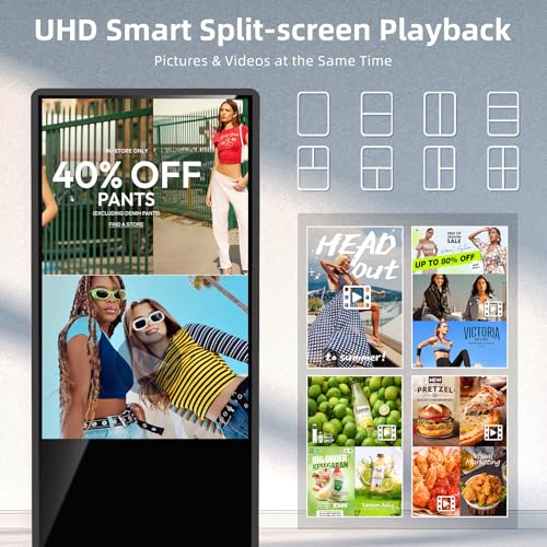 Image of 65'' Digital Signage Display Smart Android LCD Sign Kiosk Electronic Menu Board Advertising Display Screen Monitor HDMI WiFi USB 4K Media Video Player (Non Touch Screen,Black)
