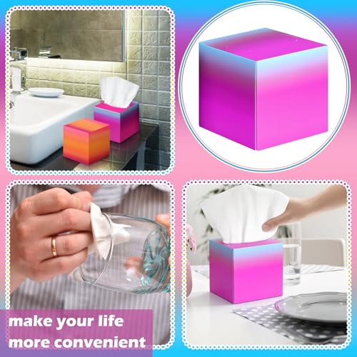 Image of Fourluoo 12 Pack Facial Tissues Cube Boxes Face Box 600 Sheets 3 Ply Soft Paper Square Tissues Bulk for Car Pocket Toilet Household Bedroom Family(Gradient Color)