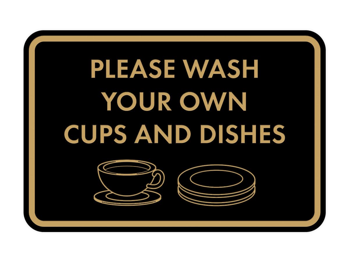 Photo 1 of Classic Framed Please Wash Your Own Cups and Dishes Sign (Black Gold) - Medium Medium (5" x 7") Black Gold